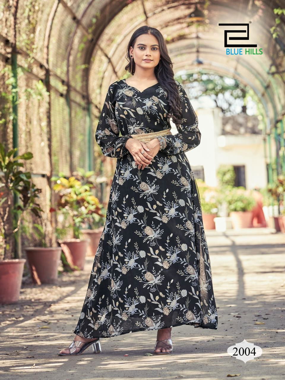 Blue Hills Dynamic Long Georgette Kurtis Catalog